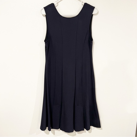 Theory Canneros Uniform Blue V-Neck Crepe Flounder Pryor Dress size Large - Picture 9 of 12